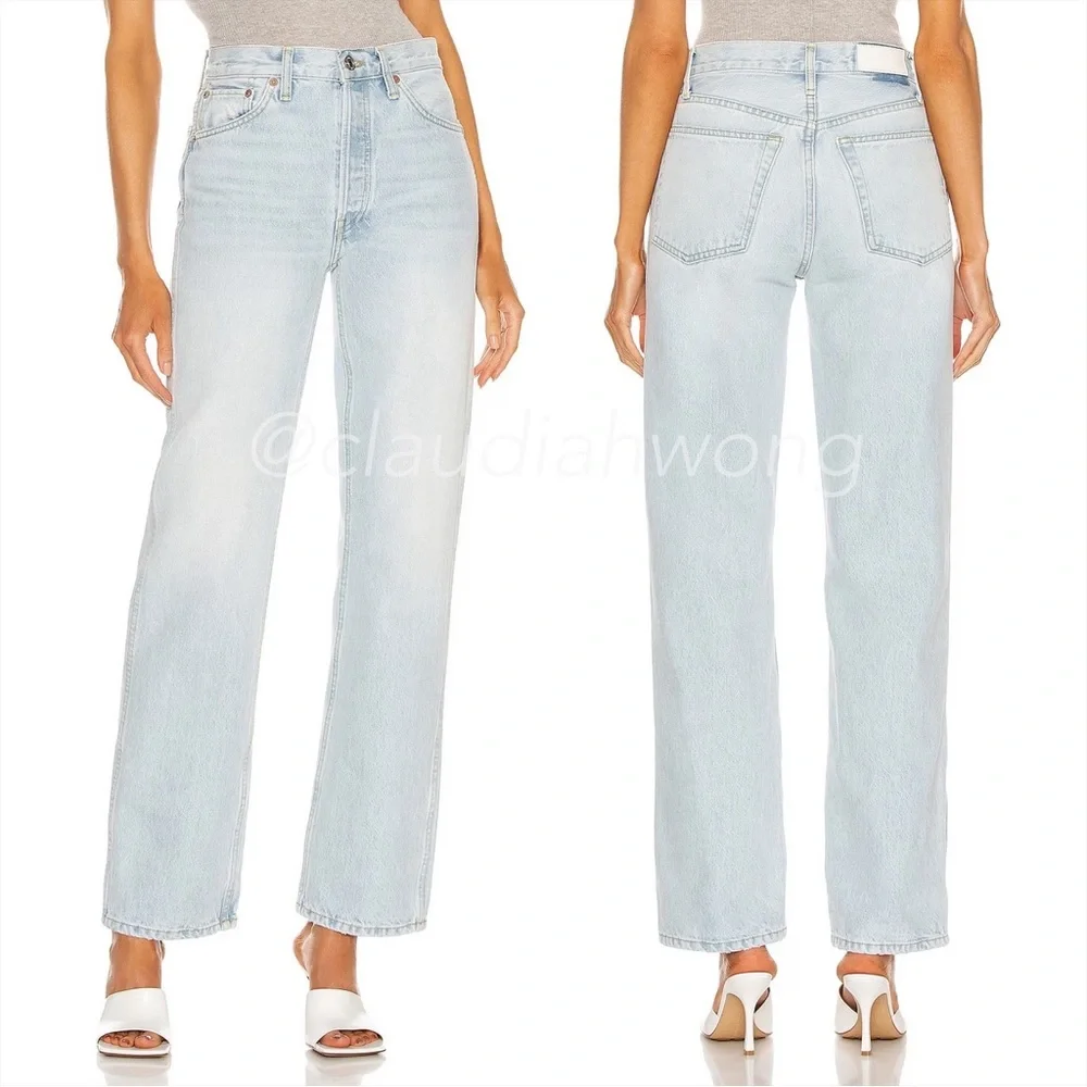 RE/DONE 90s High Rise Loose Jeans in Perfect Light Indigo Blue